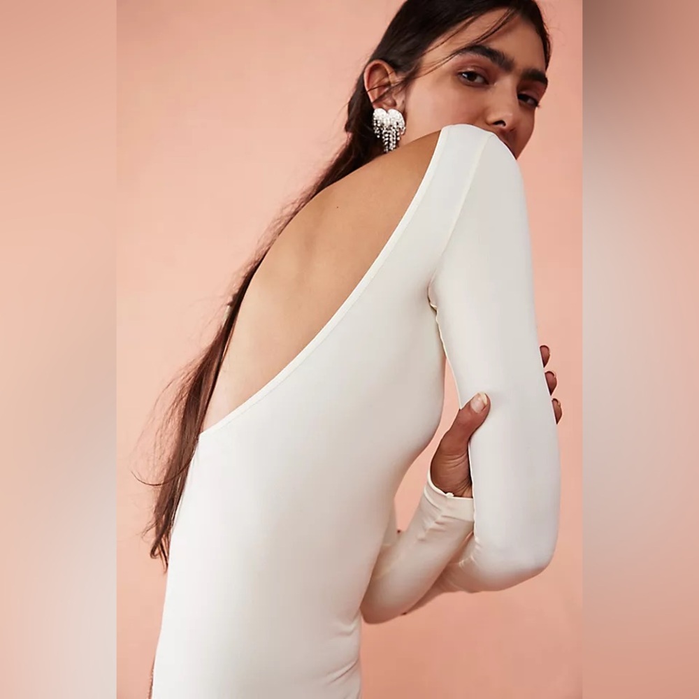 Free People Cream Long Sleeve Top